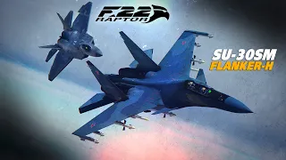 Thrust Vectoring Dogfight | F-22 Raptor Vs SU-30SM Flanker-H | Digital Combat Simulator | DCS |