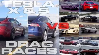 Tesla Model S and X take on Audi R8, Ferrari 458, 488, Hellcat, CTS-V, M5, Porsche Turbo S, Camaro