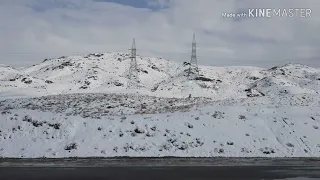 Snowfalling moments of Kan Mehtarzai N50 Highway Balochistan Pakistan.