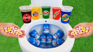 Fruity Mentos VS Mentos !! Coca Cola, Mtn Dew, Fanta, Yedigün blue, Fruko and Mentos in the toilet