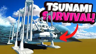We Used a WALKER MECH to Survive a TSUNAMI in Stormworks Multiplayer!?