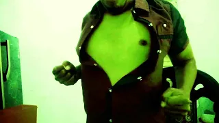 Hulk shirt ripping with button - hulk challenge funny