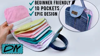 FANTASTIC DIY ORGANIZER BAG IDEA FROM OLD JEANS Denim Zipper Bag Tutorial