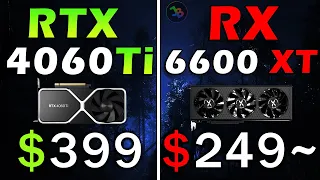 RTX 4060 Ti vs RX 6600 XT | REAL Test in 10 Games 1080p | Rasterization, Ray Tracing, DLSS 3 FG, FSR