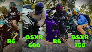 GROUP RIDE WITH SPORTS BIKES 🔥 (GSXR 600, GSXR 750, R6)