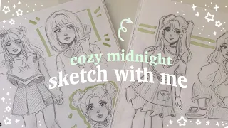 midnight draw with me ♡ chill & cozy sketching 🕯️💕