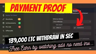Earn Free Litecoin without any Investment 139000 LTC | Faucet Crypto Withdrawal Proof Legit Faucet