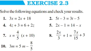 Ch 2 Linear Equation In One Variable || Exercise 2.3 || Class 8 Maths || RBSE CBSE NCERT