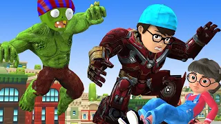 Boy Nick Became Iron Man Hero Save Tani vs Giant Zombie - Scary Teacher 3D Magic Pen Funny Animation
