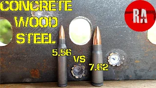 AR-15 vs AK-47 Wood, Concrete, and Steel penetration test