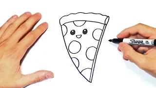 Cómo dibujar una Pizza Kawaii Paso a Paso y fácil
