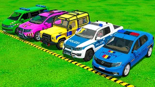 POLICE OF COLORS! TRANSPORTING DACIA, RANGE ROVER, VOLKSWAGEN POLICE CARS W MAN TRUCK! FS22