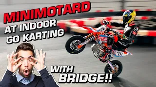 Pitbike sliding and jumping at indoor Monza Karting. Watch it!