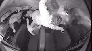 Shocking video shows inside school bus that rolled over after crash