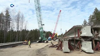 Строительство моста через реку Шуя на автодороге «Петрозаводск – Суоярви» выполнено на 70%