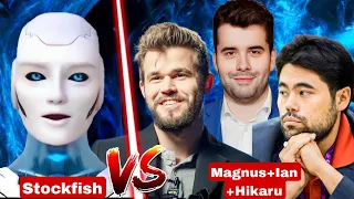 Magnus, Hikaru and Ian Together Played Against Stockfish But Can they Win? | Stockfish Vs Magnus