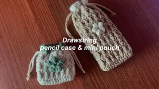 Crochet drawstring pencil case and mini pouch tutorial || yarnivora