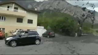 Extremely dangerous flash floods  debris flow in Chamoson, Switzerland Aug 7th