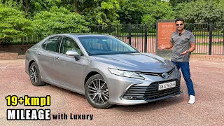 19+ kmpl mileage with Luxury Car 2023 Toyota Camry Hybrid Review and Test Drive