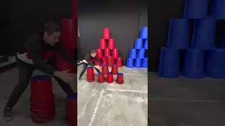 Tiny to Giant cup stacking race!