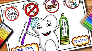 World Oral Health Day Drawing | Oral Hygiene Day Poster | Dental Care Poster | Dental Care Drawing