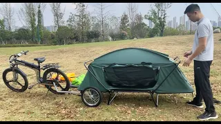 Trying out the new bike trailer tent, bike camper