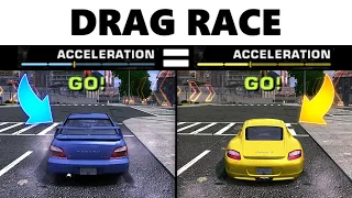 Impreza WRX STI VS Cayman S. Same acceleration? NFS MW Drag Race