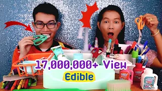 Edible items, lipstick, edible scissors, erasers, keys, toothpaste #Mukbang Edible Supplies:Kunti