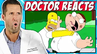 ER Doctor REACTS to Family Guy vs The Simpsons Fight Injuries