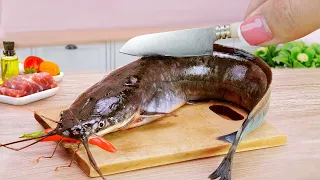 Catch Fish In The Nature 🎣 Cooking Tasty Miniature Catfish Curry In Tiny Kitchen 🐠 By Tiny Foods
