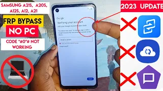 Samsung A21s, A12s, A20s, A21, A12 Frp/Google Account Lock Bypass | Without Pc | New Method 2023