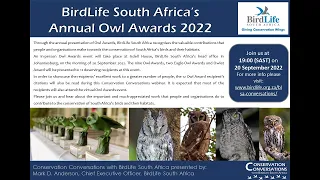 Conservation Conversations: BirdLife South Africa's Annual Owl Awards (20Sep22)