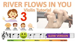 Yiruma - River Flows in You  Slow version sheet music and easy violin tutorial