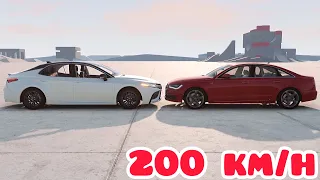 Toyota Camry XV70 vs Audi A6 C7 💥 200 km/h (each one) 💥 BeamNG.drive CRASH test