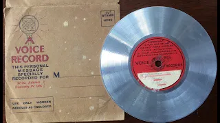 Voice Record (coin operated record booth disc, circa 1936) - introduction to holiday films