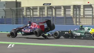 Vitaly Petrov crash with Daniel Ricciardo European GP 2012