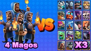 4 MAGOS vs TODAS LAS CARTAS X3 | Clash Royale