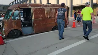 International Harvester Metro Van Rat Rod Low  Motorcycle Hauler Harley Davidson Museum Bike Night