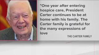 A year after Jimmy Carter entered hospice care, advocates hope his endurance drives awareness