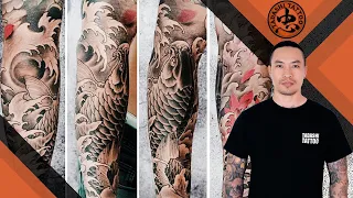 Koi Fish and Dragon Tattoo full back (Part 2) | HÌNH XĂM CÁ CHÉP HÓA RỒNG