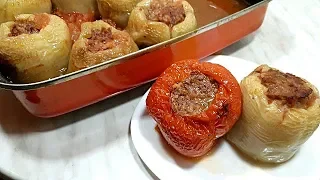 Ardei umpluti cu carne tocata si orez.  Se fac usor si sunt extrem de gustosi!