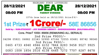 NAGALAND LOTTERY SAMBAD LIVE 8:00PM 28/12/2021 LOTTERY SAMBAD RESULT LIVE DEAR LOTTERY LIVE