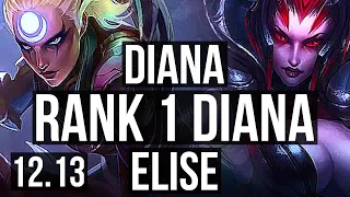 DIANA vs ELISE (JNG) | Rank 1 Diana, 3/0/5, 70% winrate, Rank 11 | TR Challenger | 12.13