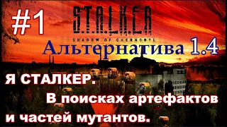 STALKER "Альтернатива 1.4". #1. Сюжет за СТАЛКЕРА. Начинаем начинать. Артефакты и части мутантов.