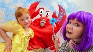 PRiNCESS MAKEOVER the MOVIE!!  Adley & Fairy Mom do a surprise disney spa, mystery guest CRAB DAD 🦀