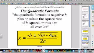 Solving quadratic equations using the quadratic formula