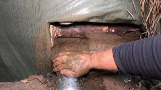 I installed a stove in a dugout, I live and work in the forest, A secret forest bunker. Bushcraft