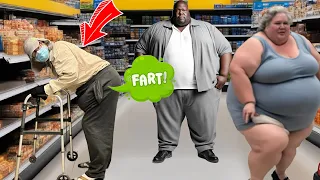 Old Fat Man Farts On People Of Walmart!!