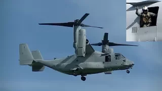 US Marine Waves at the Camera! V-22 Ospreys Landing in San Juan (SJU), PR