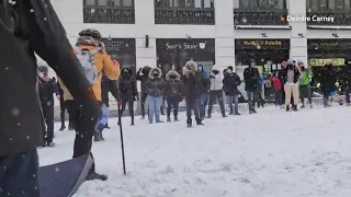 Snowball fight in Madrid